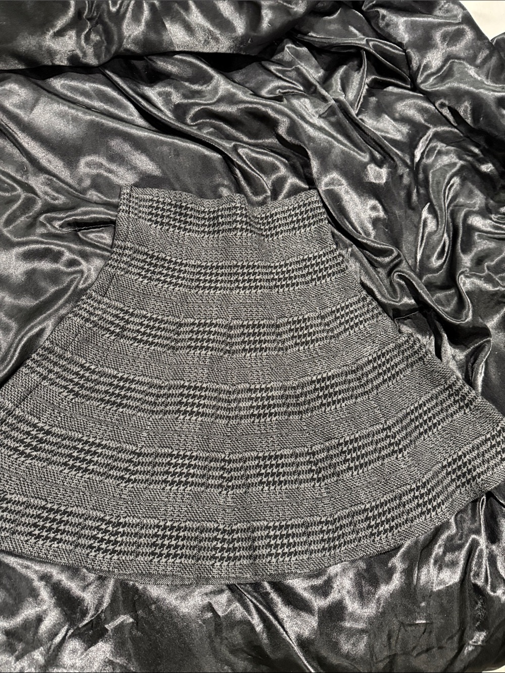 Max Studio Black and Gray Glen Plaid Skater Skirt